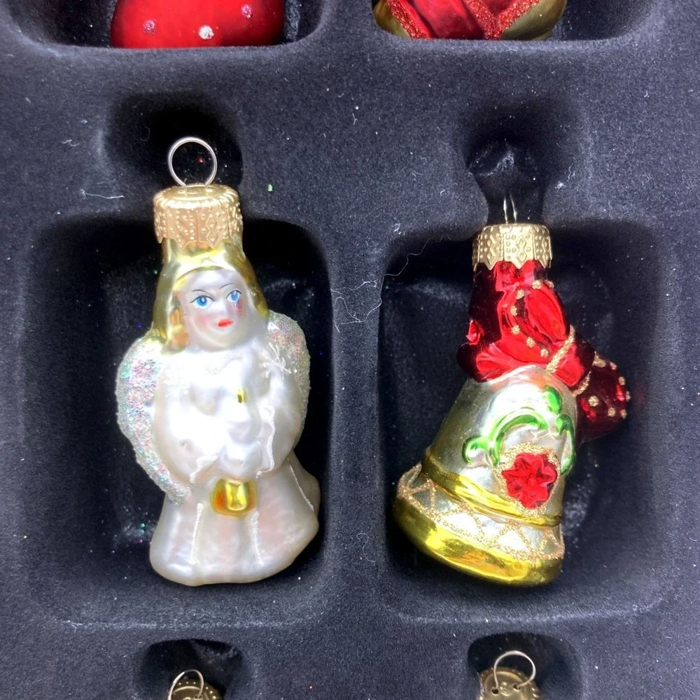 Set of 12 Macy's Holiday Lane Studio Blown Glass Mini Christmas Ornaments 2012